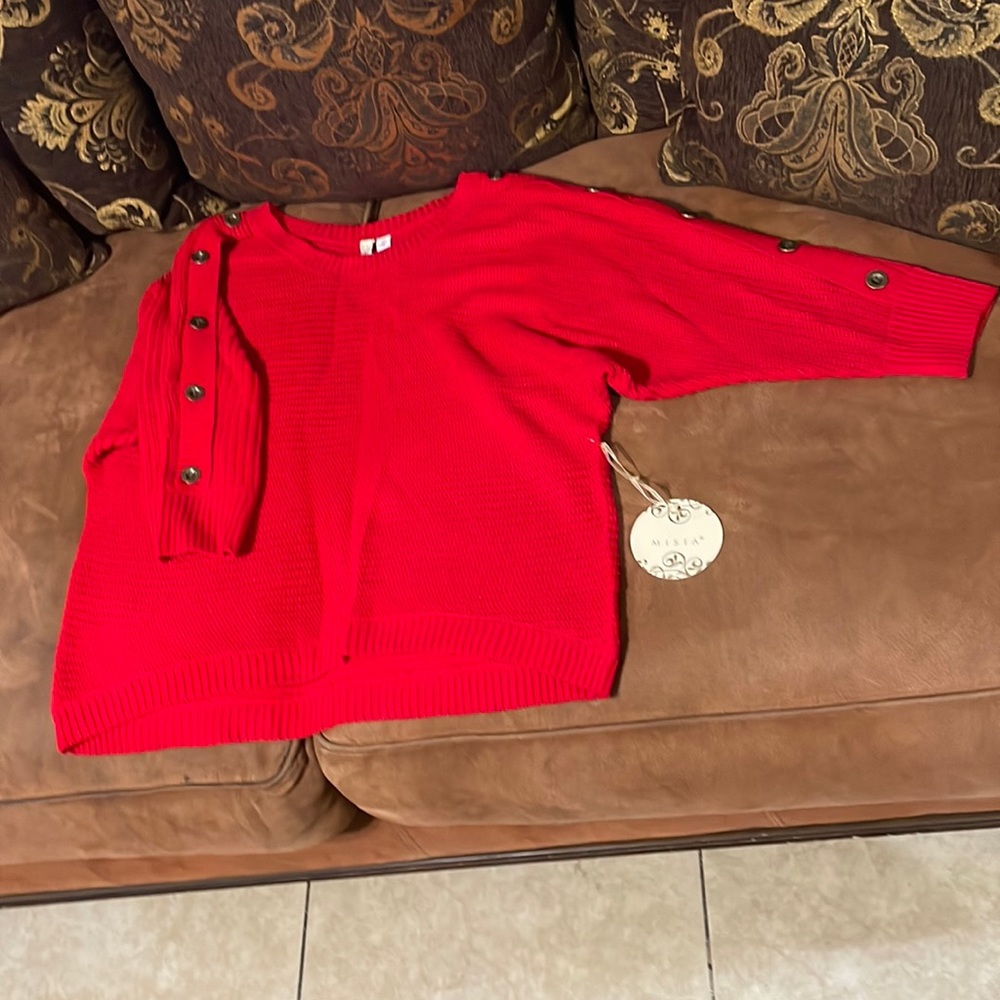 Red knitted shirt